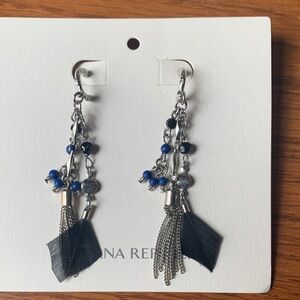 Banana Republic Silver and Blue Chain Earrings